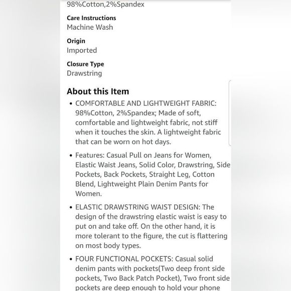 Womens NWT Lightwash Elastic Waist Drawstring Denim Jeans NWT Sz. 2 Lightweight - Picture 4 of 9